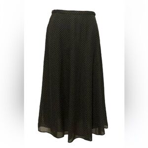 Liz Claiborne Black with tan micro dots Midi A-Line Skirt size 4